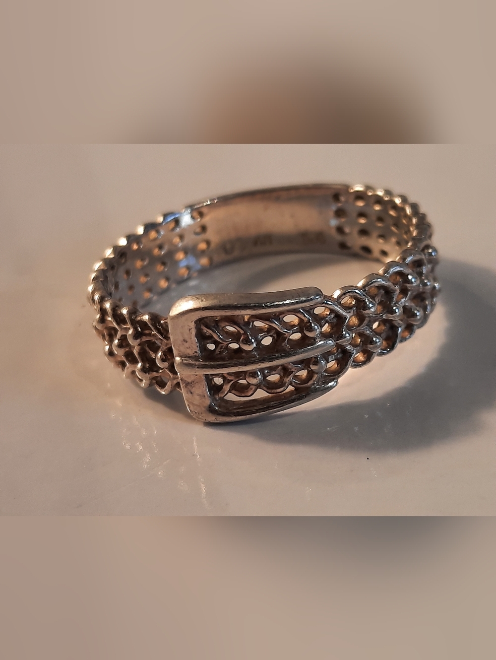 925 Silver Ring Woven Buckle Ring -